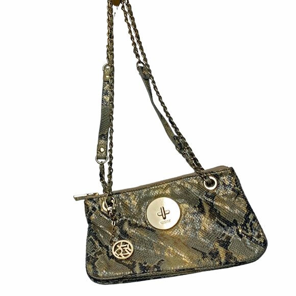 DKNY Metallic Python Print  Leather Convertible Shoulder‎ to Crossbody Bag - Picture 11 of 14